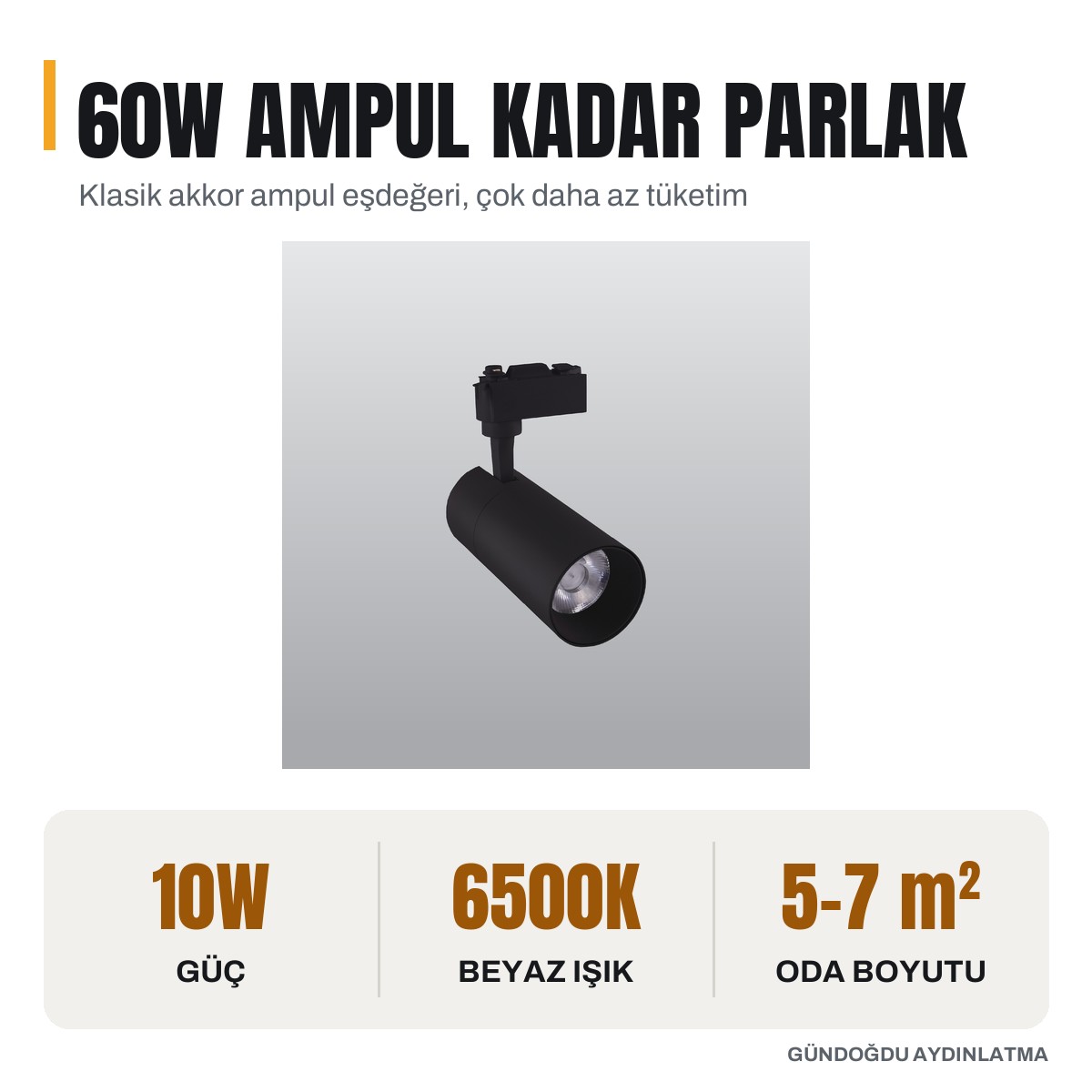 ACK 10W Alüminyum LED Ray Spot Armatür Siyah 6500K - AD30-01031 - öne çıkan özellikler