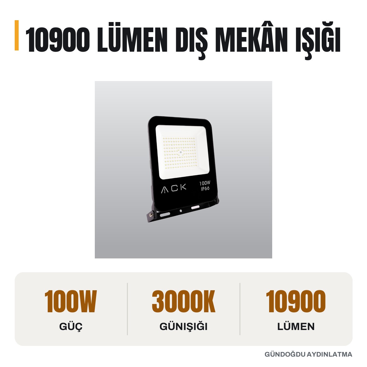 ACK 100W LED Projektör 3000K - AT62-19102 - öne çıkan özellikler
