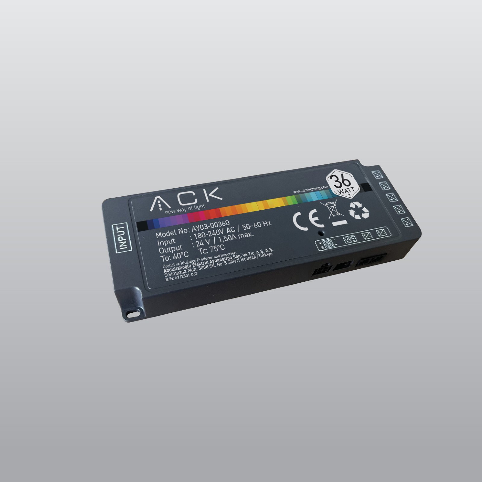 ACK 24V LED Bar Sürücüsü 60W 49,5x22x178mm - AY03-00600 - ürün görseli