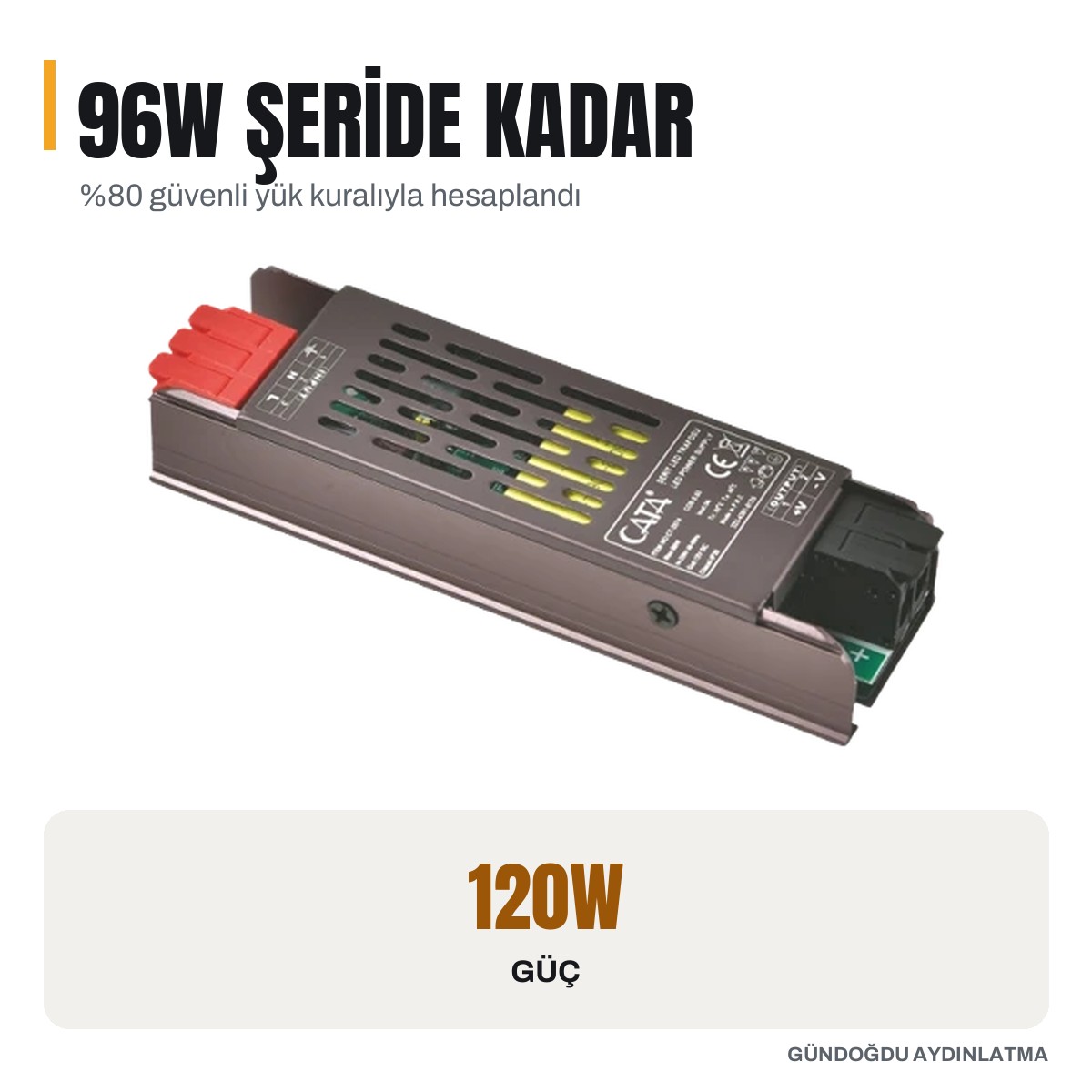 CATA Bakır Sargılı 10A Klemensli Şerit LED Trafosu 12V 120W - CT-2576 - öne çıkan özellikler