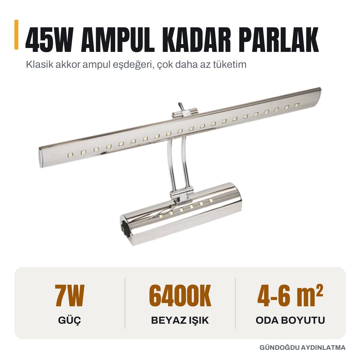 CATA Gold Kasa Kuğu LED'li Duvar Apliği 7W 6400K Beyaz Işık - CT-5212GB - öne çıkan özellikler
