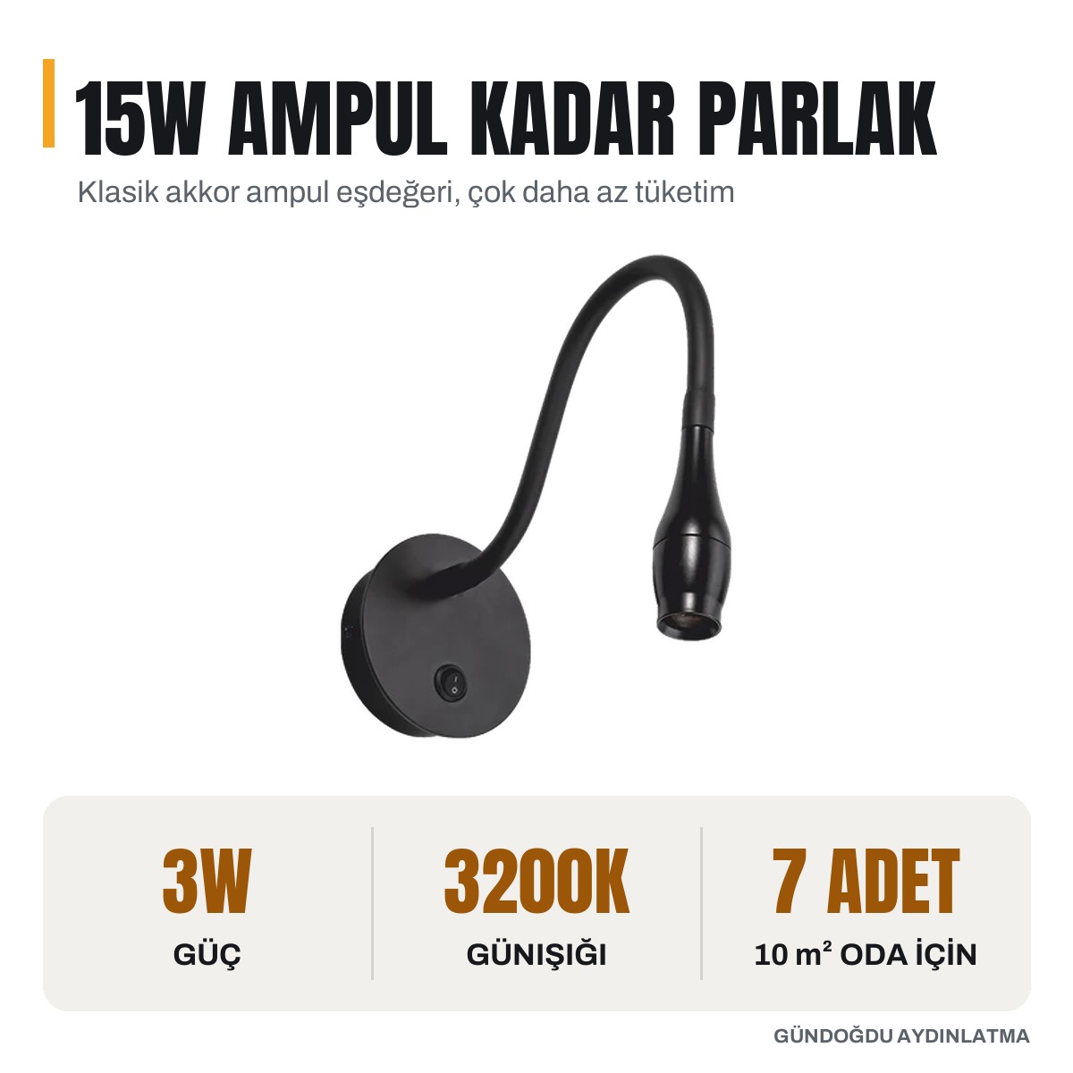 CATA Baykuş Siyah Kasa LED Aplik 3W 3200K Gün Işığı - CT-5232G-SK - öne çıkan özellikler