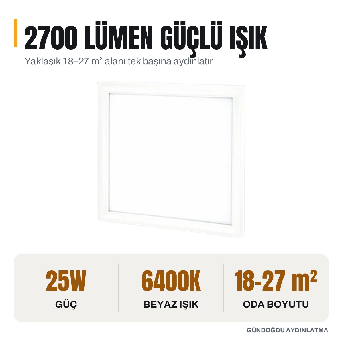 CATA Clipin 25W 30x30 LED Panel Sıva Altı Beyaz Işık 6400K (5'li Paket) - CT-5286B-5 - öne çıkan özellikler