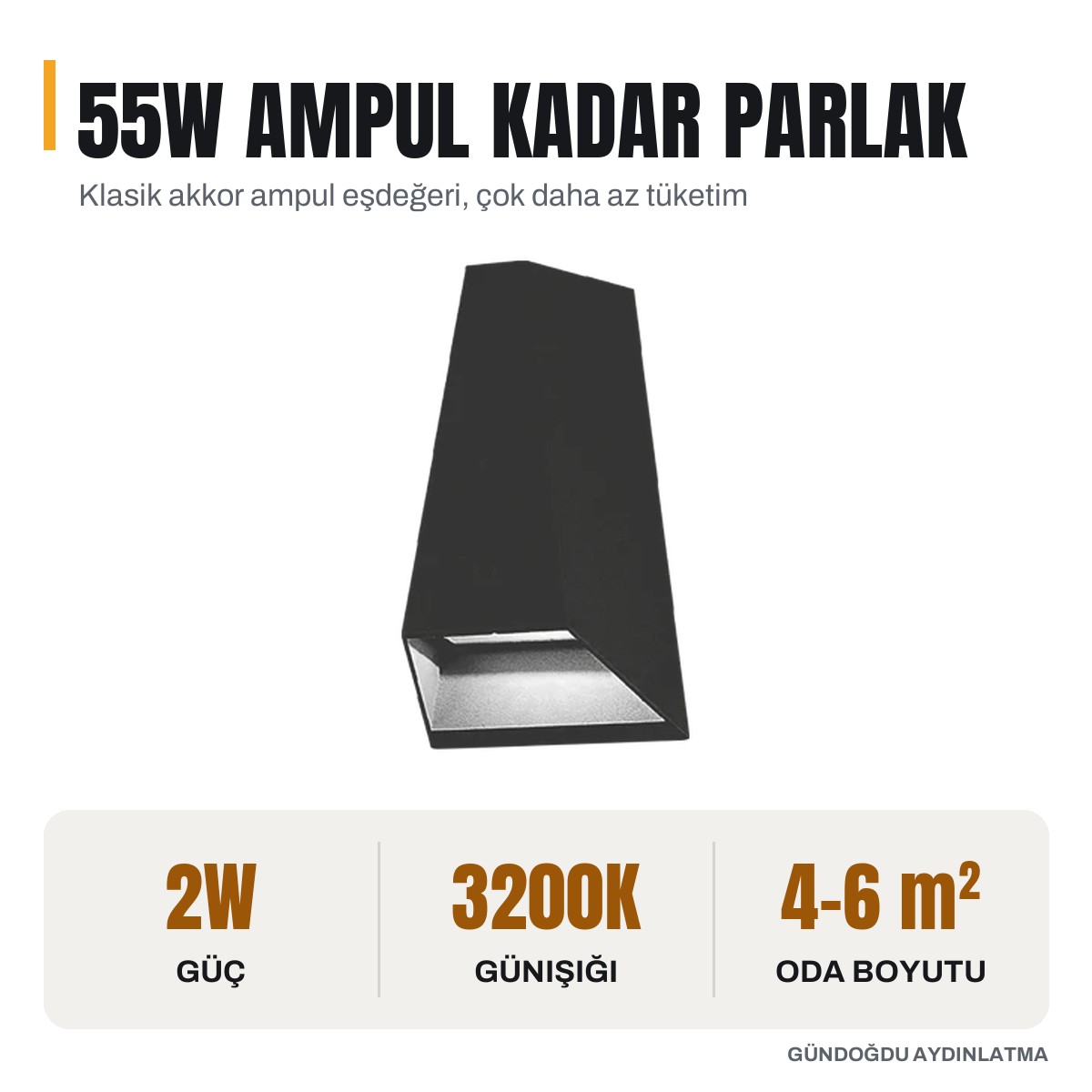 CATA Malta LED'li Duvar Armatür 6W Siyah Kasa 3200K Günışığı - CT-7063S - öne çıkan özellikler