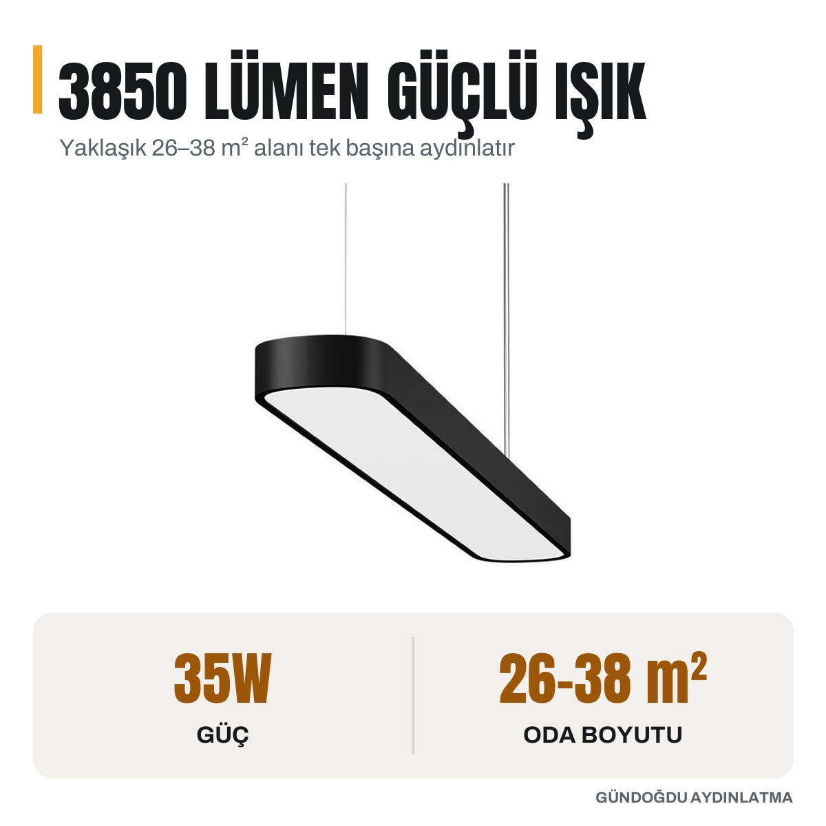 GOYA 35W Samsung Ledli Dekoratif Sarkıt Oval Dikdörtgen Davul Linear Aydınlatma 60CM - GY-8110-60 - öne çıkan özellikler