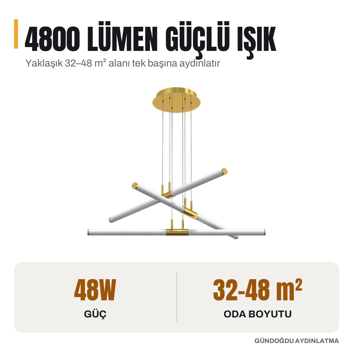 GOYA 48W Samsung Ledli Dekoratif Sarkıt Gold Kasa Linear Aydınlatma 90CM - GY-8218-90-G - öne çıkan özellikler
