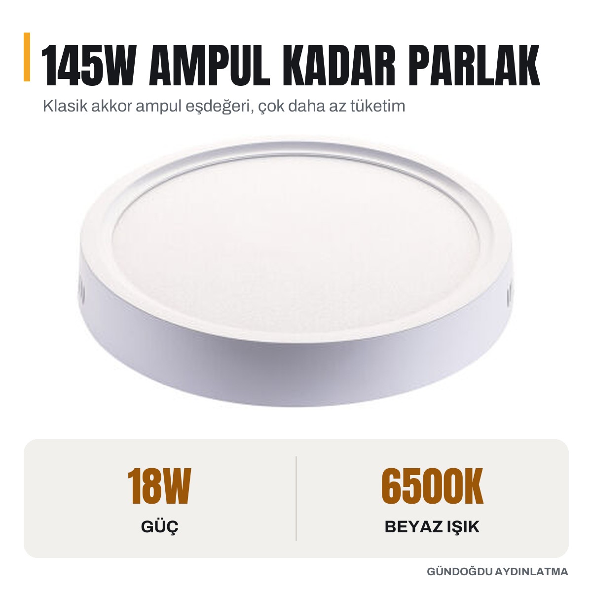 JUPITER Beyaz 18W Sıva Üstü LED Panel 6500K Beyaz Işık - LC447-B865 - öne çıkan özellikler