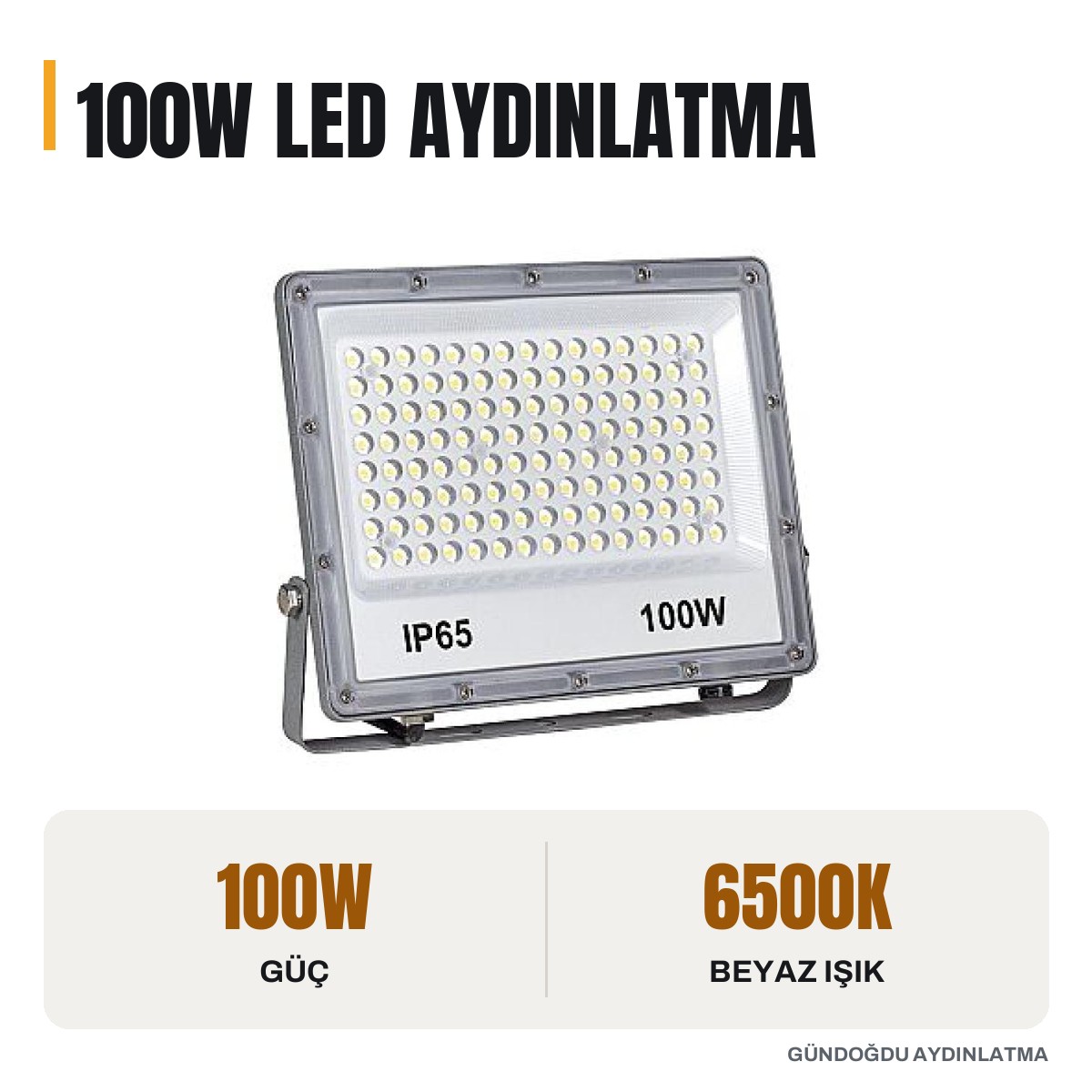 JUPITER Projektör 100W 6500K Beyaz Işık Metalik Gri IP65 - LP504-6500K - öne çıkan özellikler