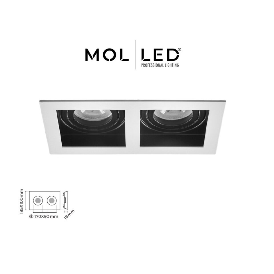 MOLLED Beyaz/Siyah Çiftli Kare Sıva Altı GU10 Spot - MOL1682SB - ürün görseli