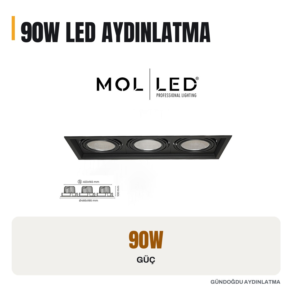 MOLLED Vella Serisi 3x30W / 3x40W Üçlü Hareketli Sıva Altı LED Spot - MOL2083D - öne çıkan özellikler