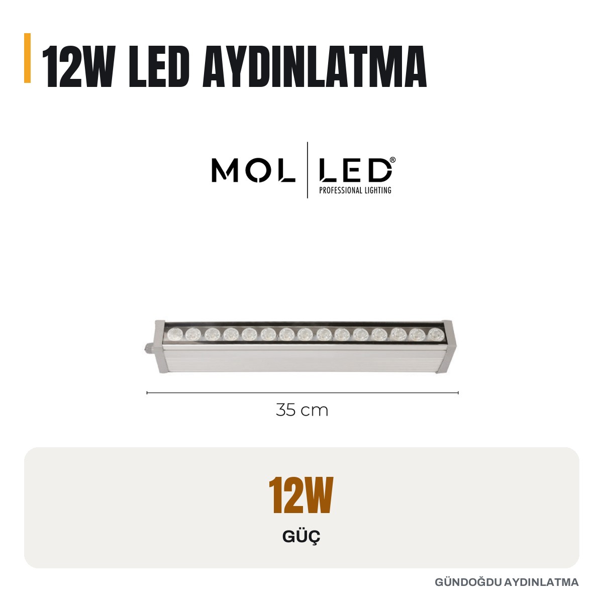 MOLLED 12x1W 35 cm LED Wallwasher Aydınlatma Amber - MOL304A - öne çıkan özellikler