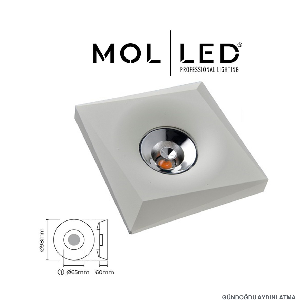 MOLLED Premium Serisi Beyaz Kare Sıva Altı GU10 Spot - MOL4012 - öne çıkan özellikler