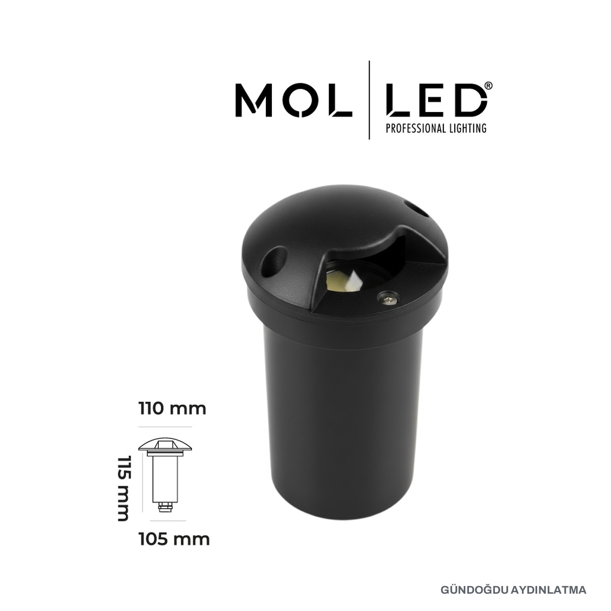 MOLLED Siyah Çok Yönlü GU10 Duylu Dış Mekan Zemin Aydınlatması IP65 - MOL9061 - öne çıkan özellikler
