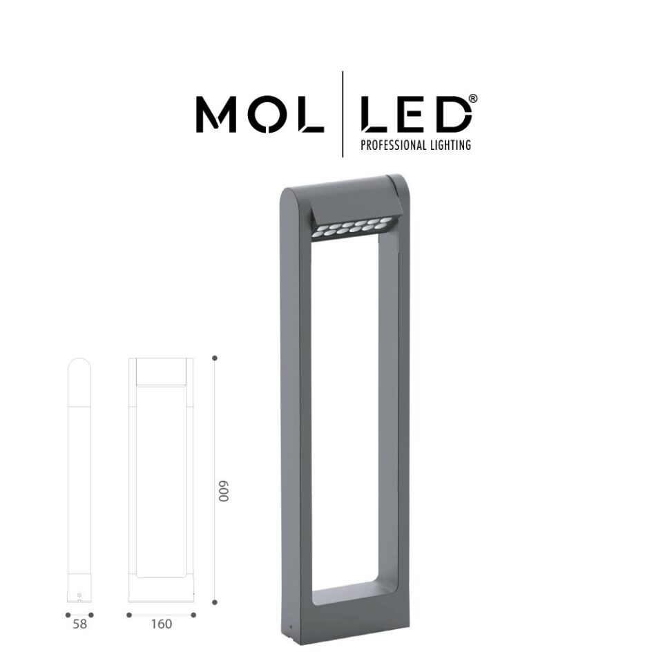 MOLLED Didim Serisi 60 cm 12W 3000K Antrasit Hareketli LED Bollard Aydınlatma - MOL9907 - ürün görseli