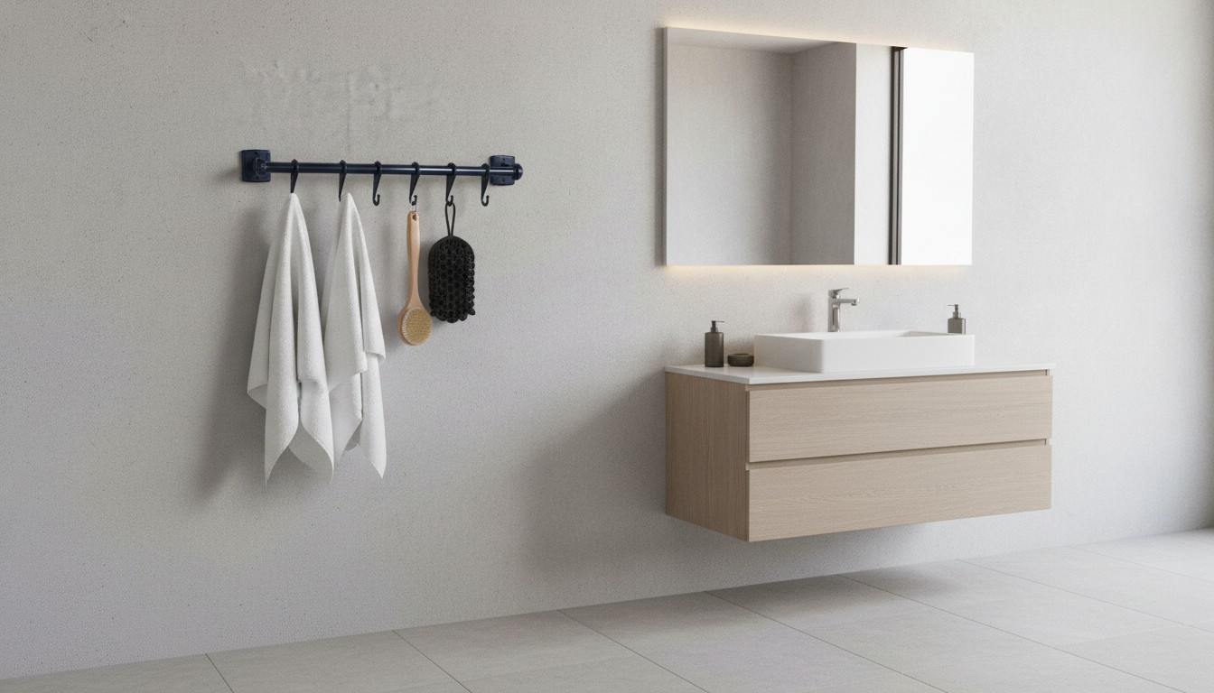 Modern Siyah Metal 6 Kancalı Boru Tipi Çok Amaçlı Duvar Askılığı - Görsel 4