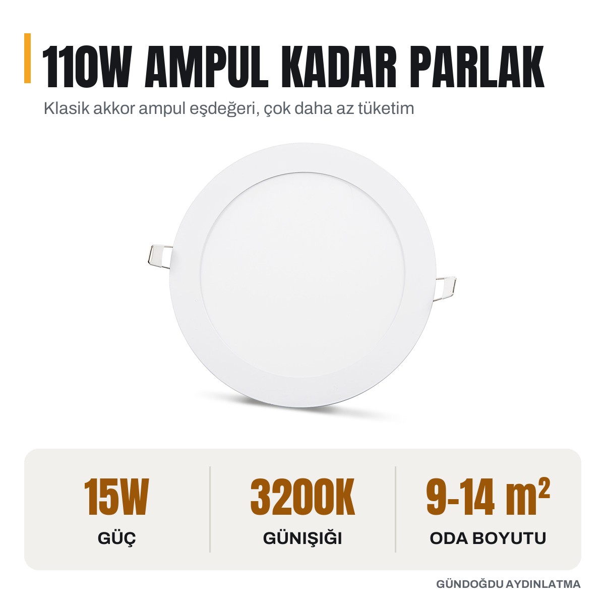 NOAS 15W LED Sıva Altı Slim Panel 3200K - öne çıkan özellikler